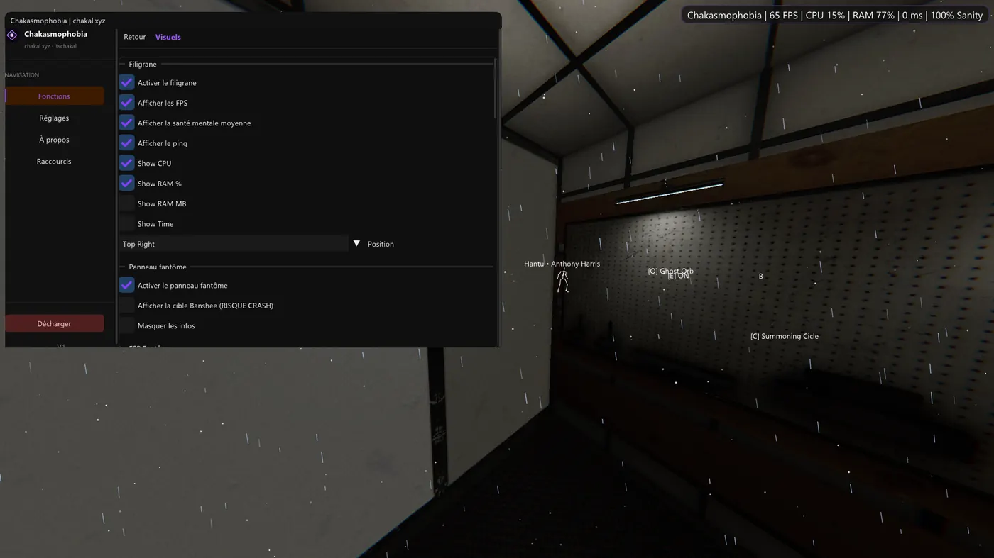 Aperçu Phasmophobia — ESP et features in-game